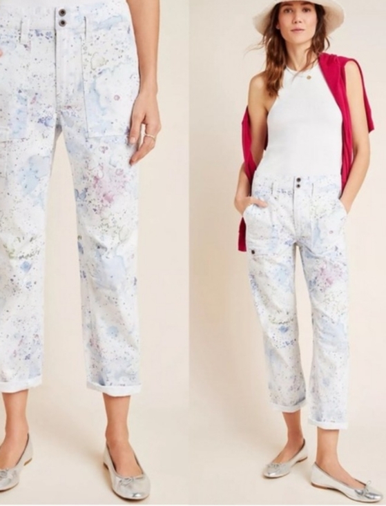 Anthropologie Denim - Anthropologie White Canvas Tote with Multicolor Paint Splatters